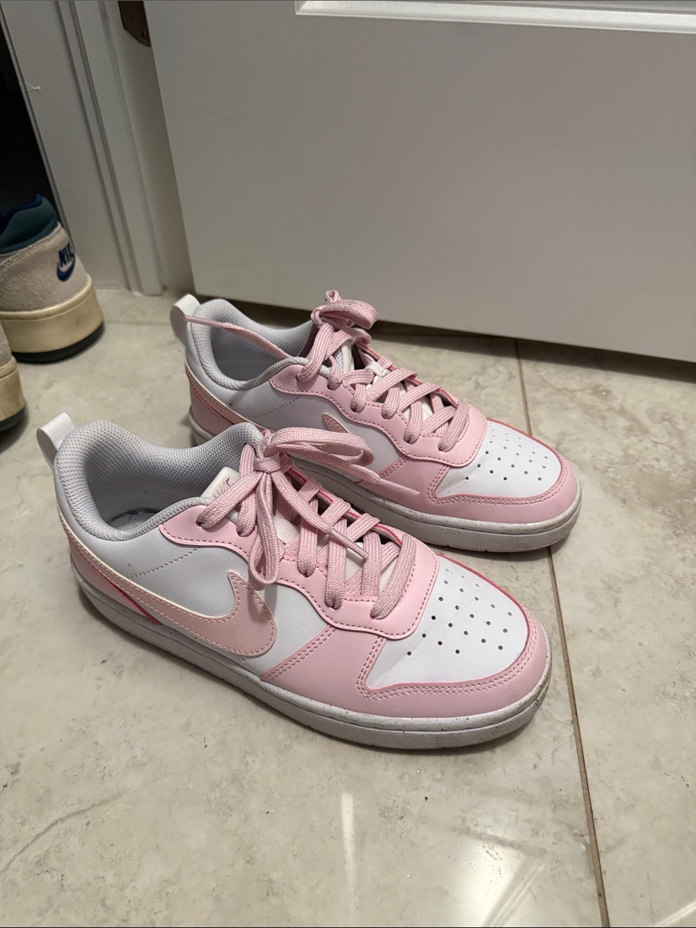 Nike pink and white AF1s